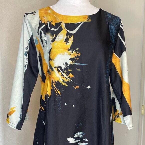 Giorgai & Johns Women's Black Abstract Flowy Midi Dress Bohemian Capsule Size XL - Picture 2 of 8